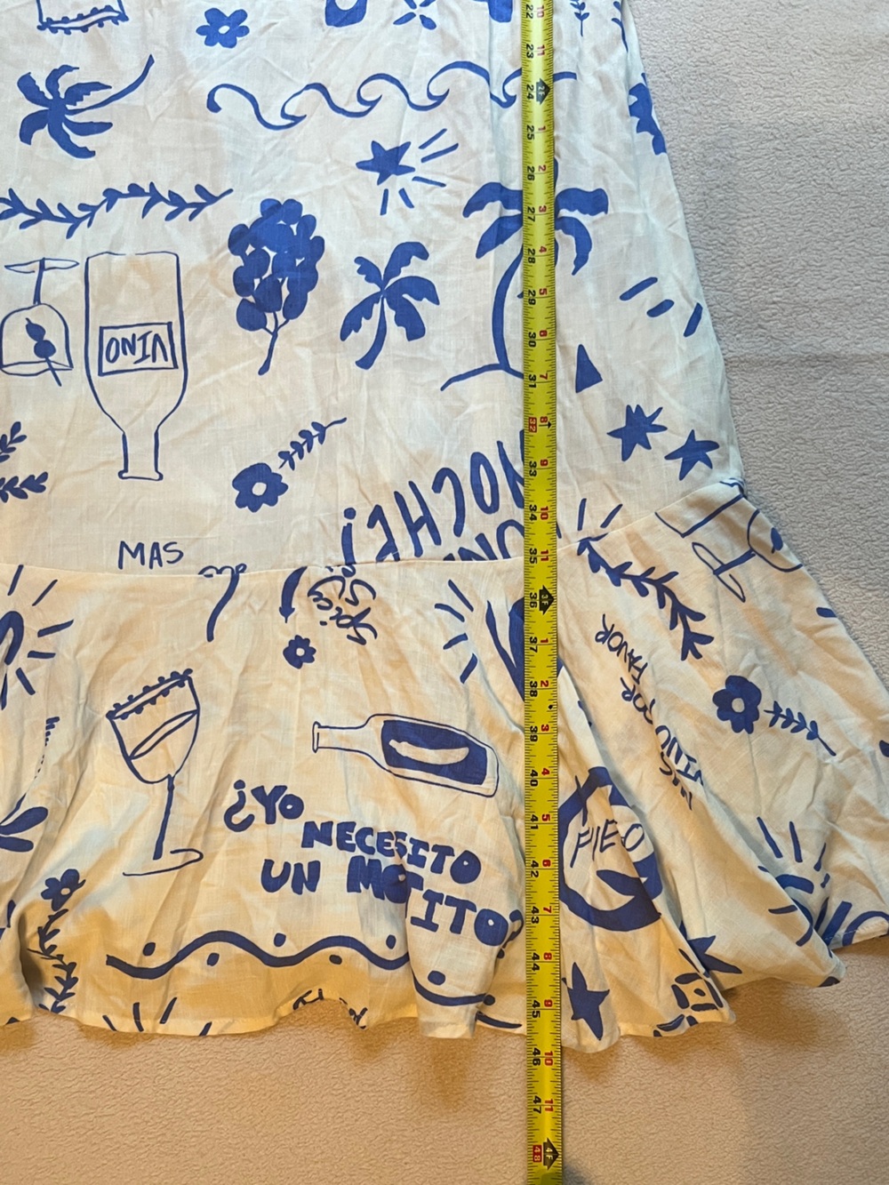 Paper Heart Anthropologie Maxi Dress Vino Tie Back Size S White Blue Summer - Picture 11 of 14